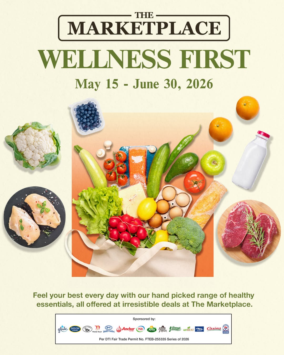 The Marketplace Wellness First promo with healthy grocery essentials